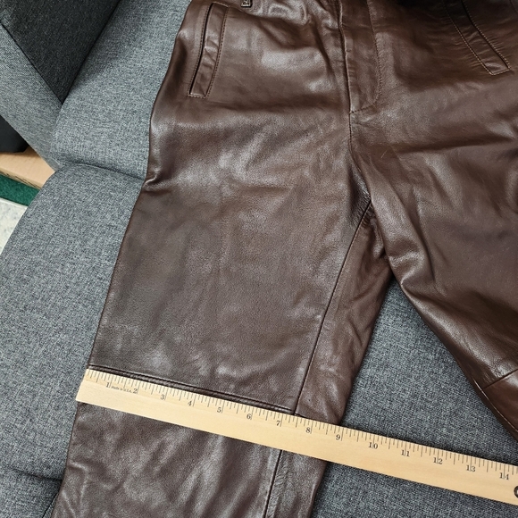 Marissa Webb Pants Womens 2 Brown Lamb Leather Cropped Straight Leg High-Rise - Picture 16 of 16